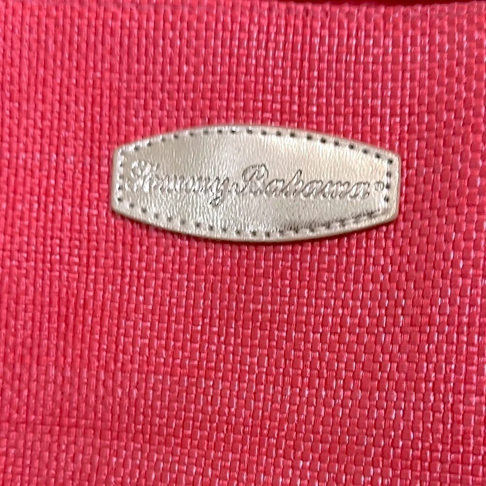 Tommy Bahama Shoulder Bag To Go Tote Gold Strap Inside Pocket & Lined- Orange